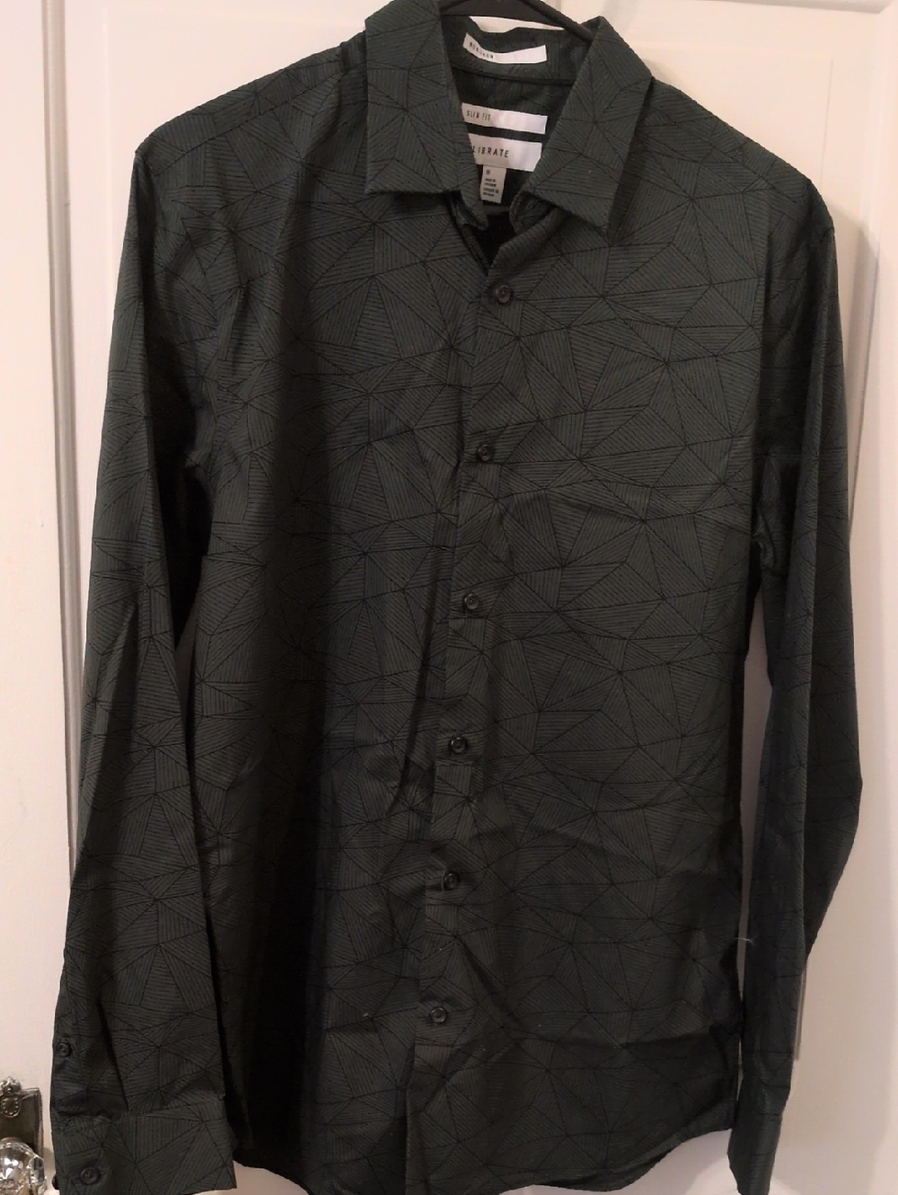 Calibrate Slim Fit Geometric Green & Black Shirt
